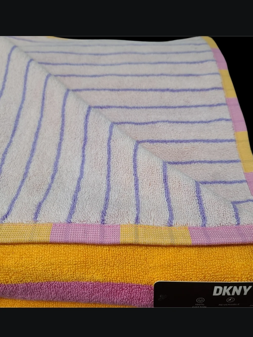 8pc DKNY Summer Pink Orange Cabana Stripe Striped Bath Hand Washcloth Towel Set